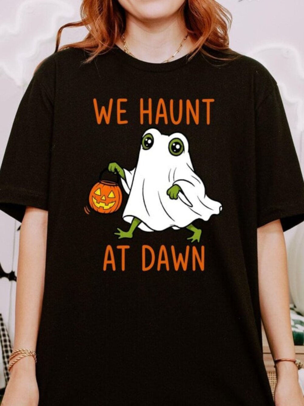 Halloween Cute Frog Shirt, Funny Ghost Frog Tee, Halloween Pumpkin Shirt